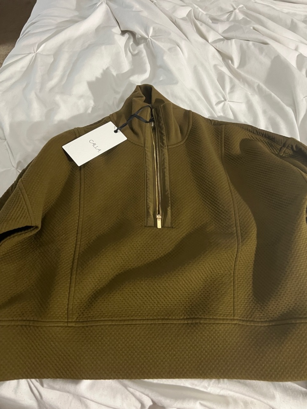 CALIA by Carrie Underwood Olive Half-Zip Textured Sweater - Picture 4 of 5